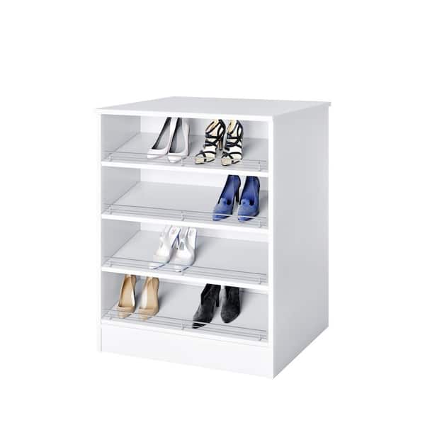 Vista 31.5 in. W White Closet Island Freestanding with Slanted Shoe-Shelves 8-Shelf Wood Closet System