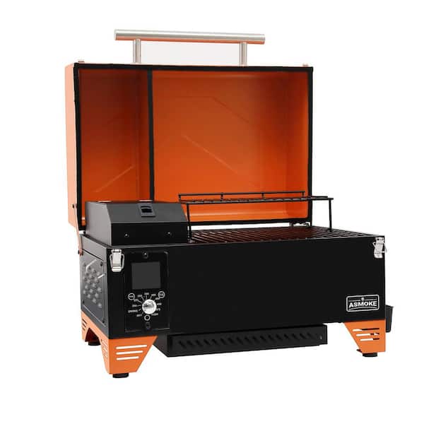 ASMOKE AS350 Pellet Grill and Smoker, 256 sq. in., with Meat probe, Portable, Auto Temp Control, Small Table Top, Orange