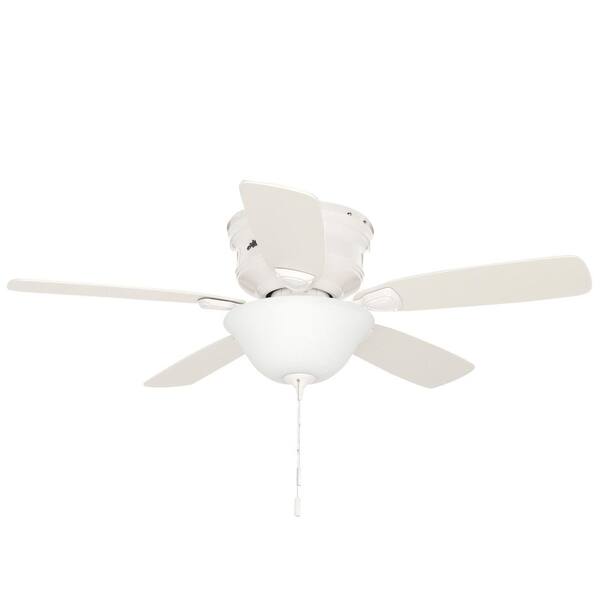 Hunter Low Profile 48 In Indoor White Ceiling Fan With Light Kit Bundled With Handheld Remote Control 52062r The Home Depot