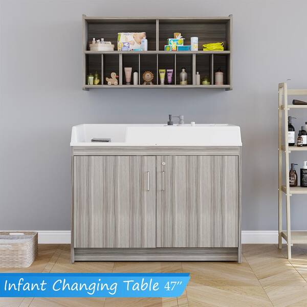 TOT MATE Infant Changing Table, Assembled (Shadow Elm Gray)