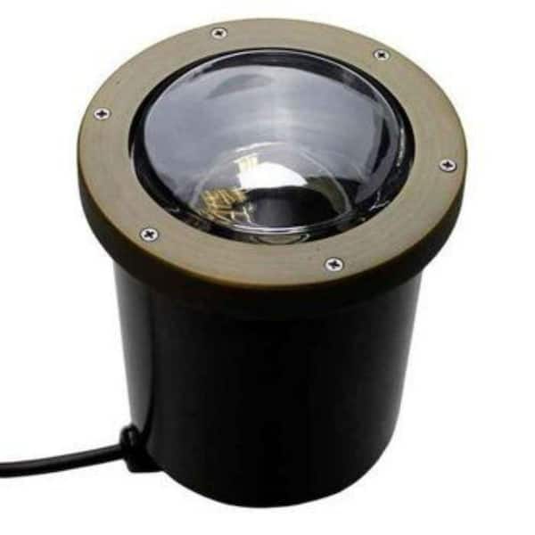 AQLIGHTING Bronze Hardwired Weather Resistant Well light with LED Light Bulb and Open Face Cover