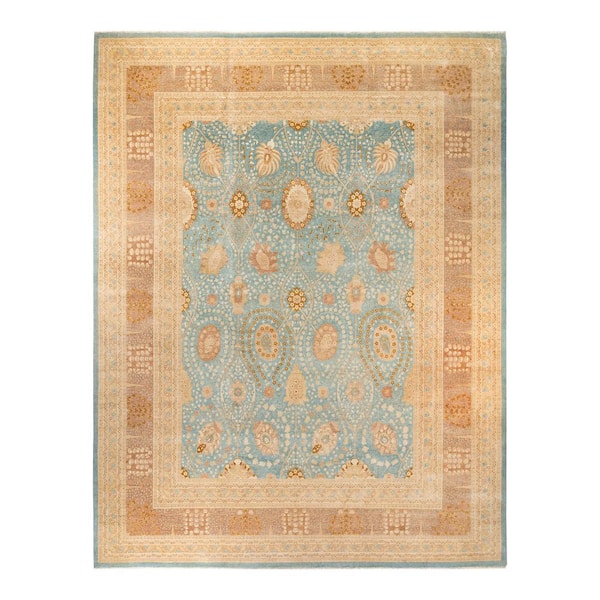 Mogul Handmade Light Blue 15 ft. 9 in. x 12 ft. 4 in. Indoor Area Rug