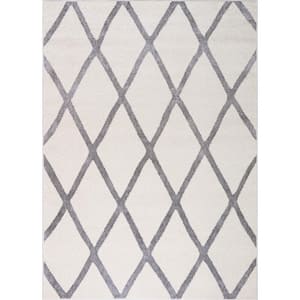 Charlotte Collection Diamond Ivory 5 ft. x 7 ft. Area Rug