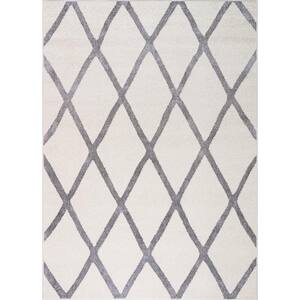 Charlotte Collection Diamond Ivory 7 ft. x 9 ft. Area Rug