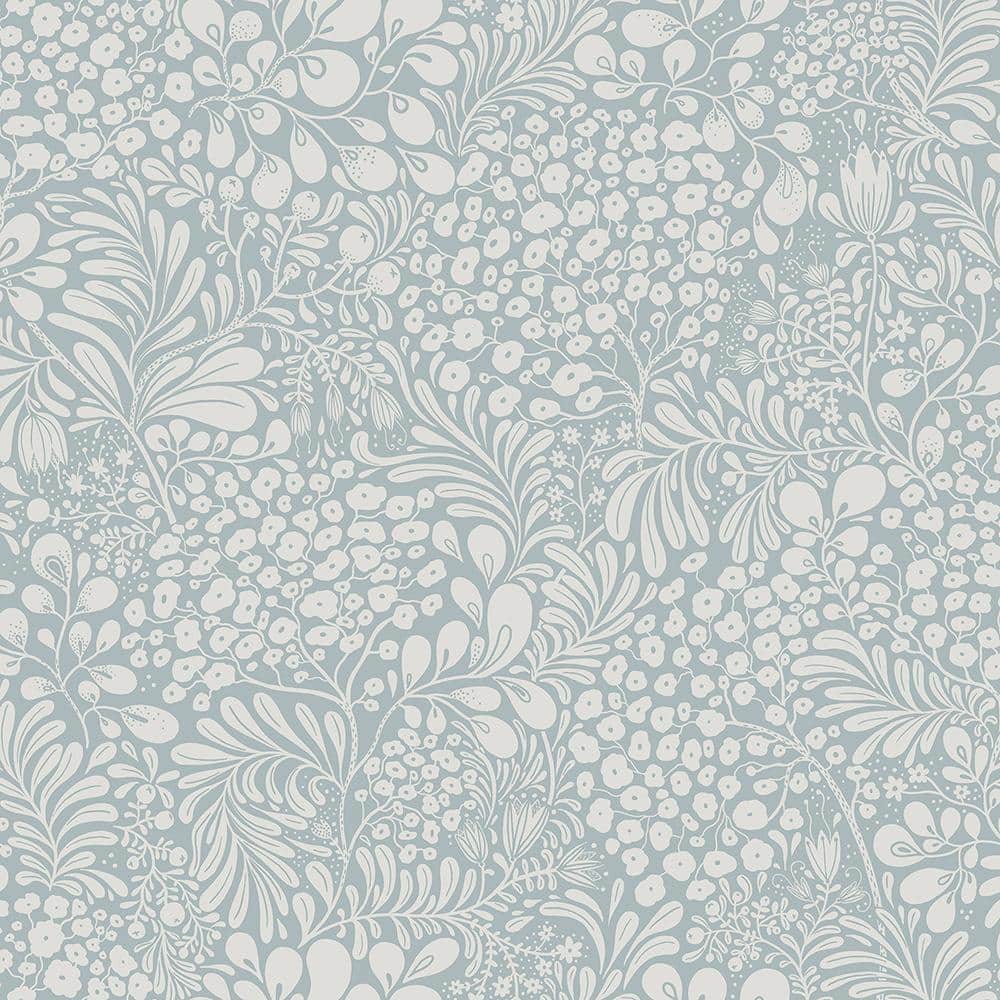 Siv Light Blue Botanical Wallpaper Sample