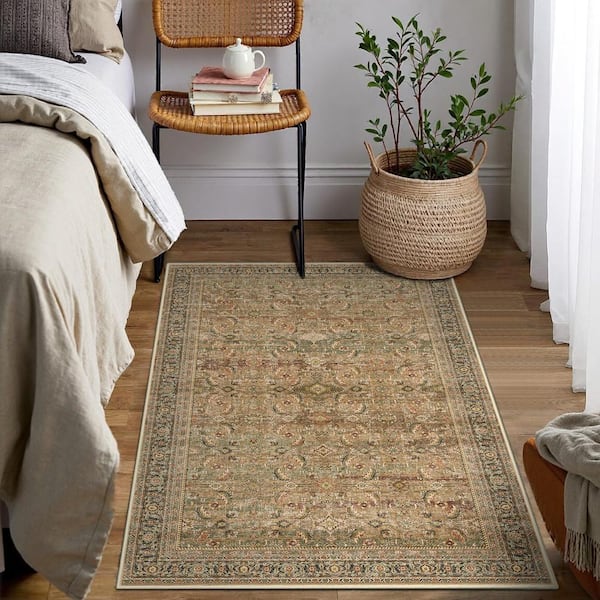 Tehran Brown 3 ft. x 5 ft. Vintage Perris All Over Design Area Rug