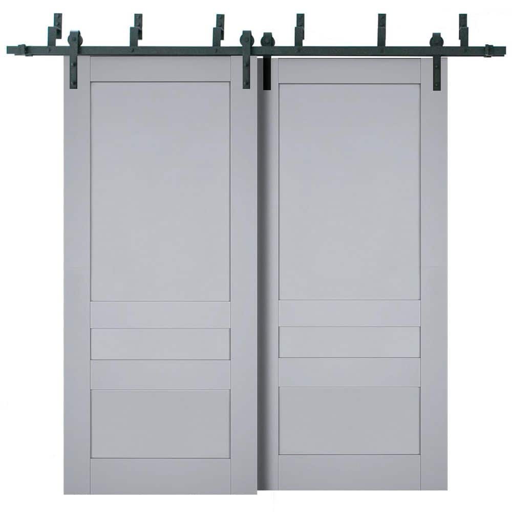 64 in. x 80 in. 2-Panel Matte Grey Solid Wood Sliding Barn Door with Hardware Kit price history on PriceWatchPro