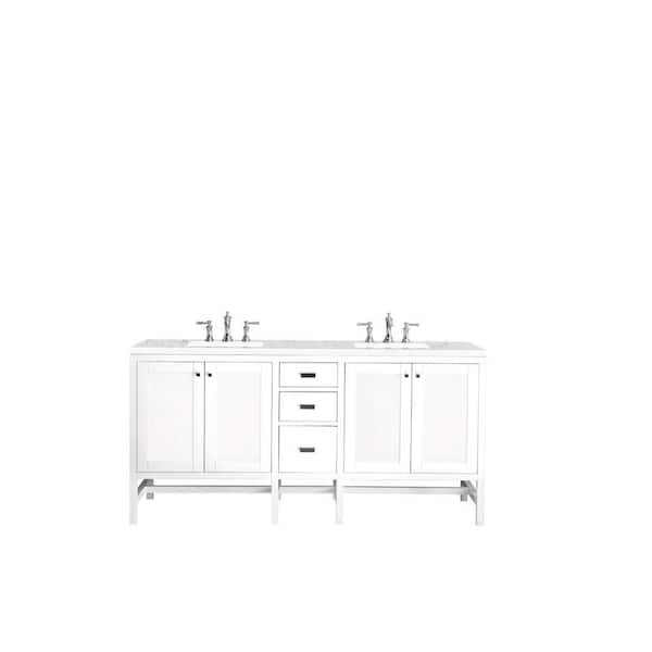 James Martin Vanities Addison 72 in. W x 23.5 in. D x 35.5 in. H Bath Vanity in Glossy White with Quartz Vanity Top in Eternal Jasmine Pearl