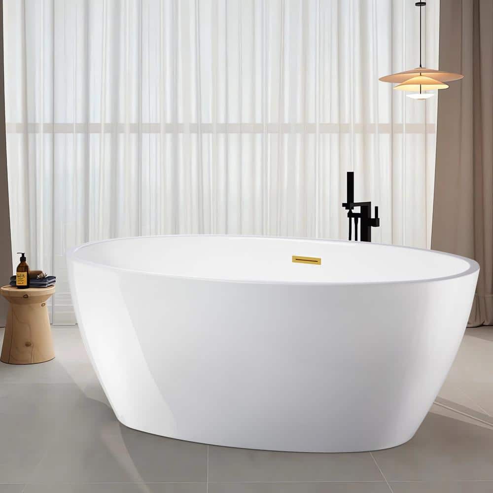 Vanity Art 68" White Acrylic Freestanding Soaking Bathtub