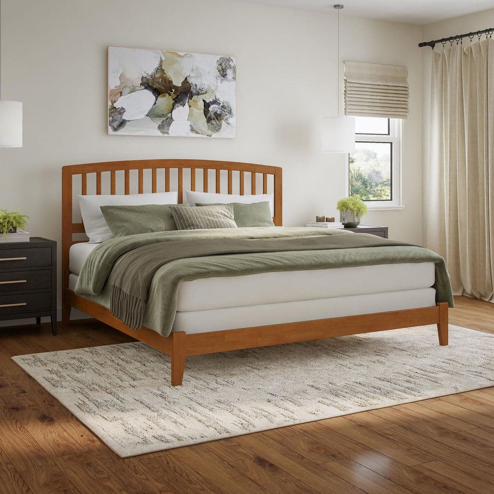 Richmond Light Toffee Natural Bronze Solid Wood Frame King Foundation Panel Bed price history on PriceWatchPro