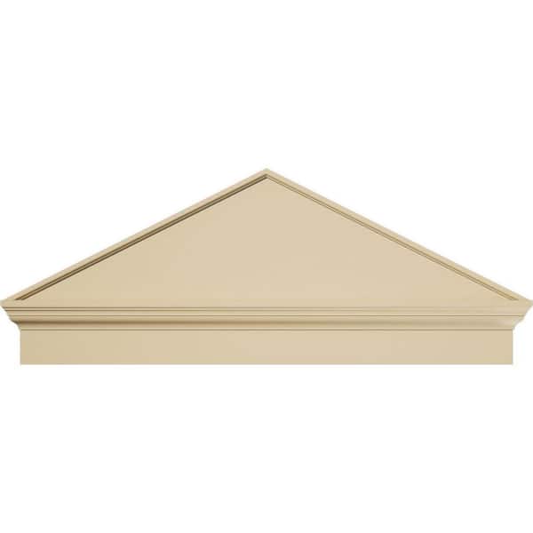 Ekena Millwork 46-in. W x 18-3/8-in. H x 2-3/4-in. P (Pitch 6/12) Peaked Cap Smooth Signature Urethane Combination Pediment, Primed Tan
