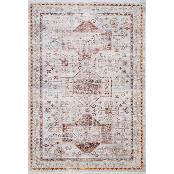 nuLOOM Zahra Faded Native Panels Beige 4 ft. x 6 ft. Area Rug