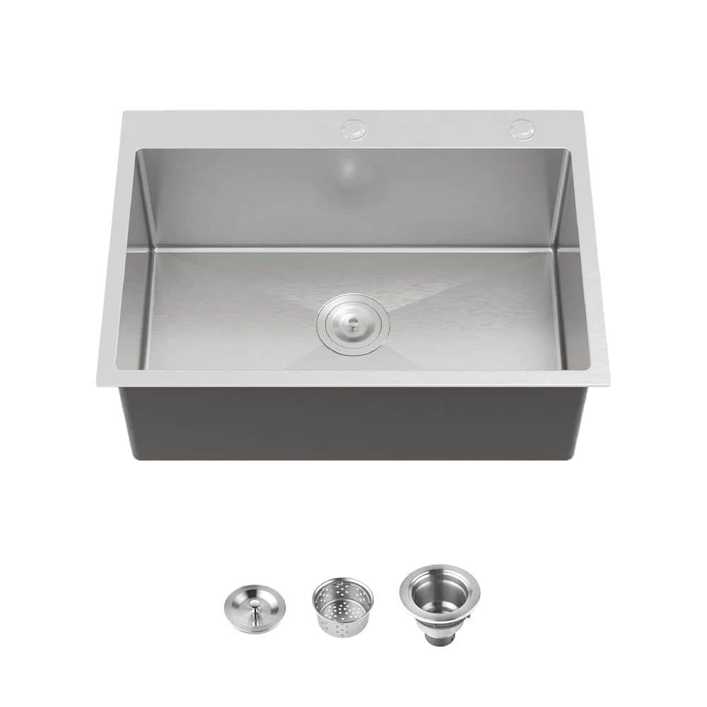 30 in. Drop-In Single Bowl 20 Gauge Gray Stainless Steel Kitchen Sink with Workstation price history on PriceWatchPro