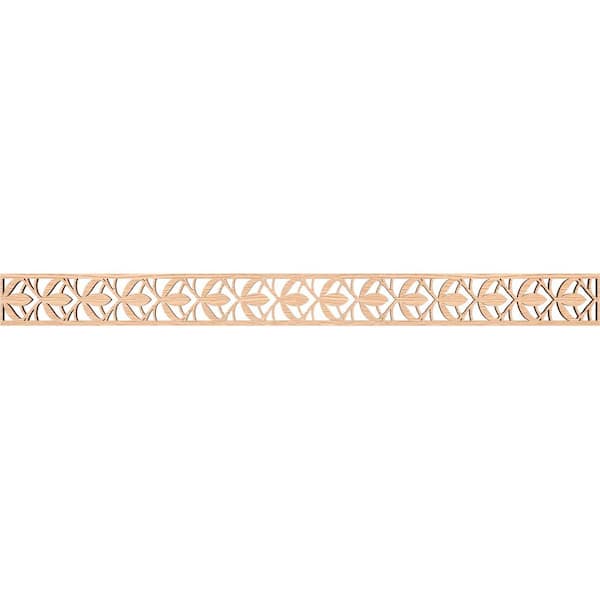 Ekena Millwork Salem Fretwork 0.375 in. D x 46.375 in. W x 4 in. L Red Oak Wood Panel Moulding