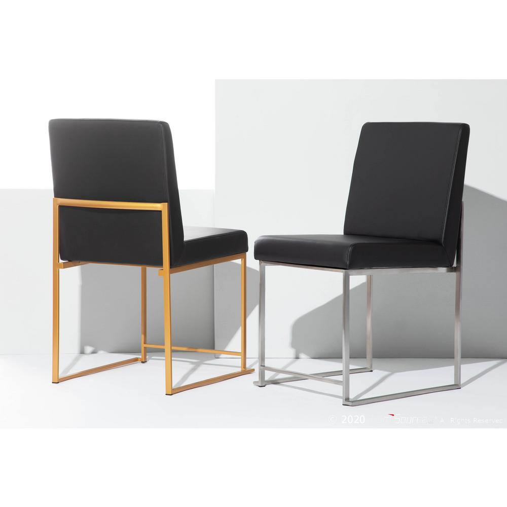 Fuji Contemporary High Back Faux Leather Dining Chair in Black