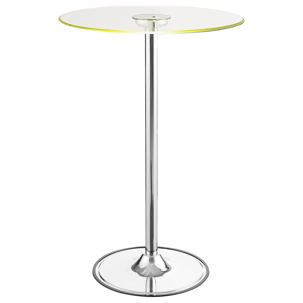 Round Clear Glass Extendable Bar Height Table with Chrome Base