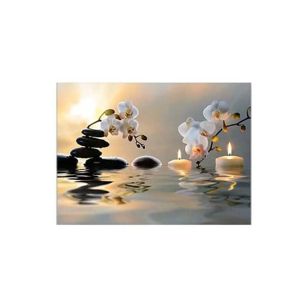 Zen Orchid Canvas Wall Art with Serene Water Reflection Print，16
