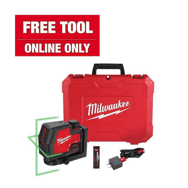 100 ft. REDLITHIUM Lithium-Ion USB Green Rechargeable Cross Line Laser Level with Charger