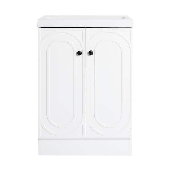 23.6 in. W x 19.7 in. D x 35.4 in. H Freestanding Bath Vanity in White with White Resin Vanity Top