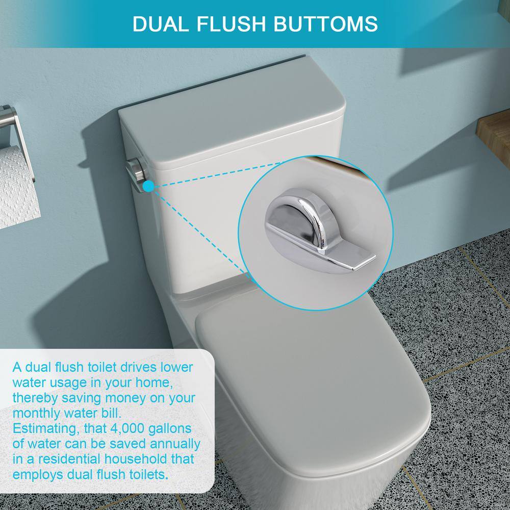 White Ceramic One-Piece Elongated High Efficiency Toilet