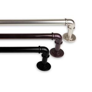 Industrial 28 in. - 48 in. Blackout Single Curtain Rod in Satin Nickel