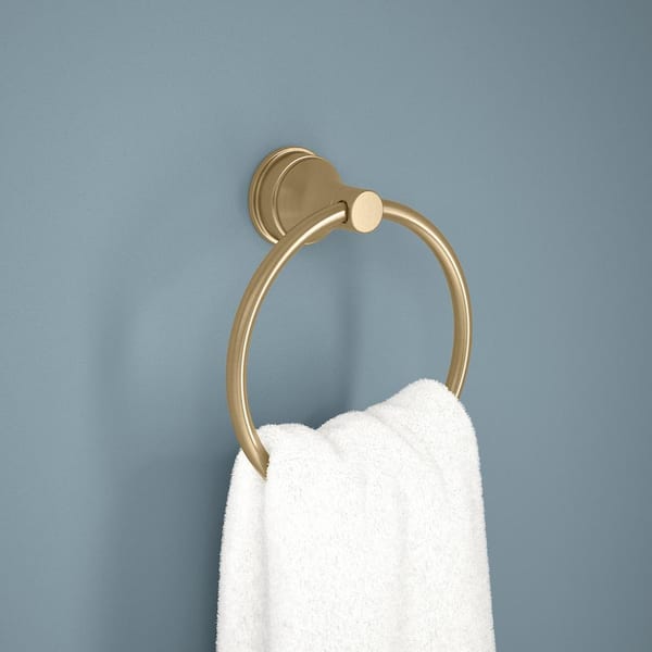 Faryn Wall Mounted Round Closed Towel Ring Bath Hardware Accessory in Champagne Bronze