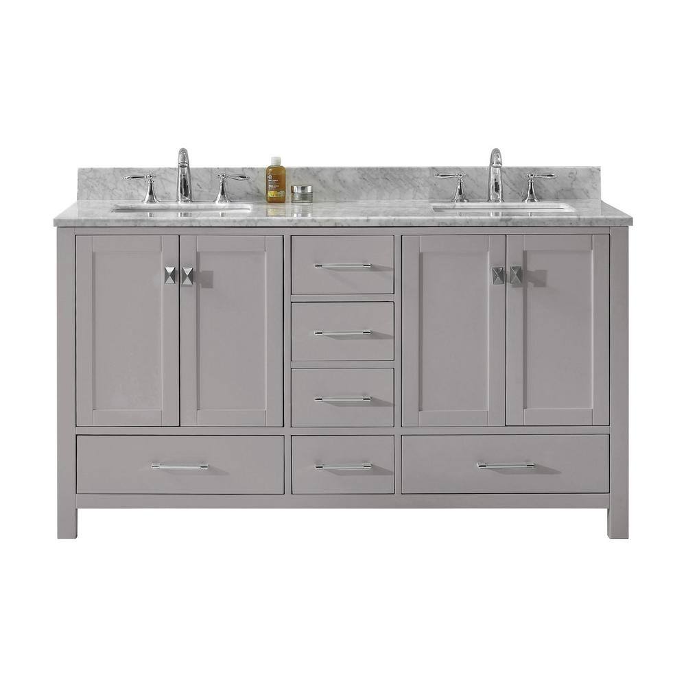 Caroline Avenue 60 in. W Bath Vanity in Cashmere Gray with