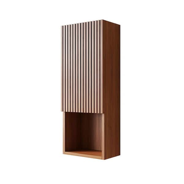 Cole Brown Oak 35.43 in. H Wall-Mounted Storage Cabinet with Door and Shelves