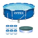 Metal Frame Pool with Pump and Type H Filters (6-Pack) and 10 ft. Round Pool Cover