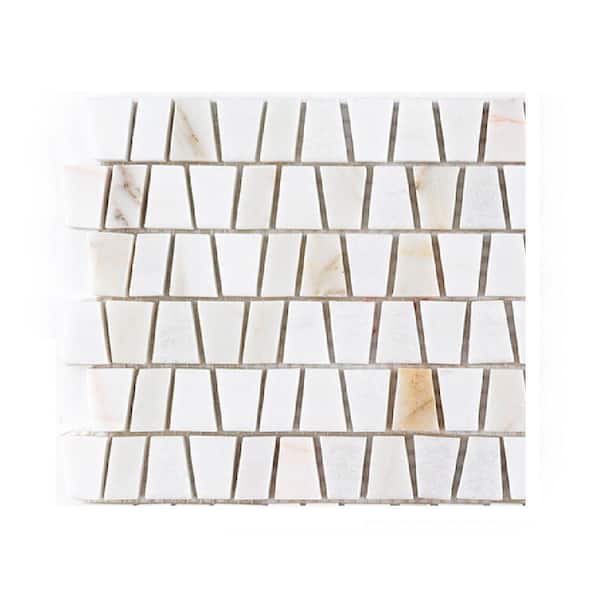 Take Home Tile Sample - Trapezium White/Gold 4.5 in. x 4.5 in.Geometric Polished Calacatta Thassos/Dolomite/Marble
