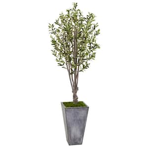 Indoor Olive Artificial Tree in Stone Planter