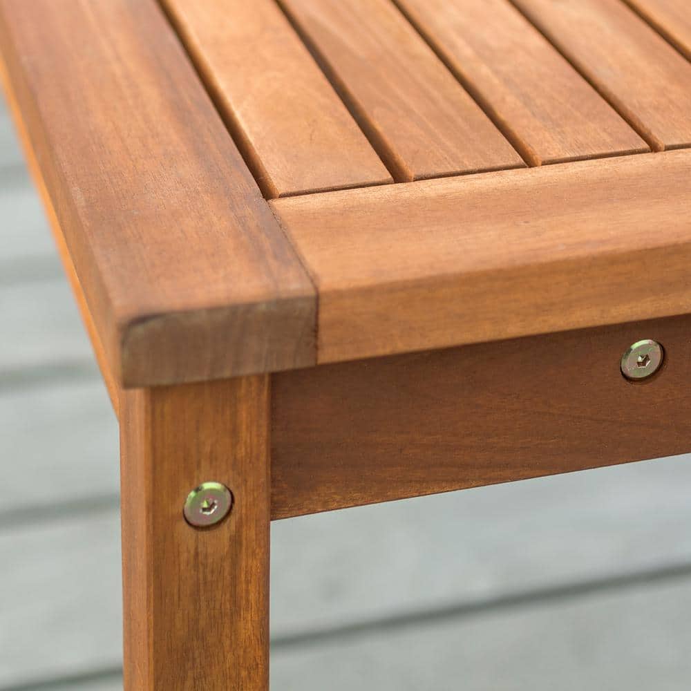 Solid Acacia Wood Outdoor Bench in Natural Brown Finish