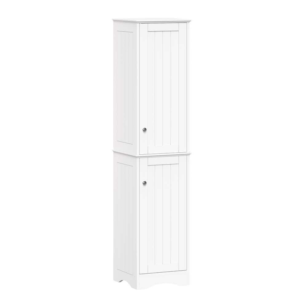 White Tall Lockable Bathroom Cabinet with Adjustable Shelves