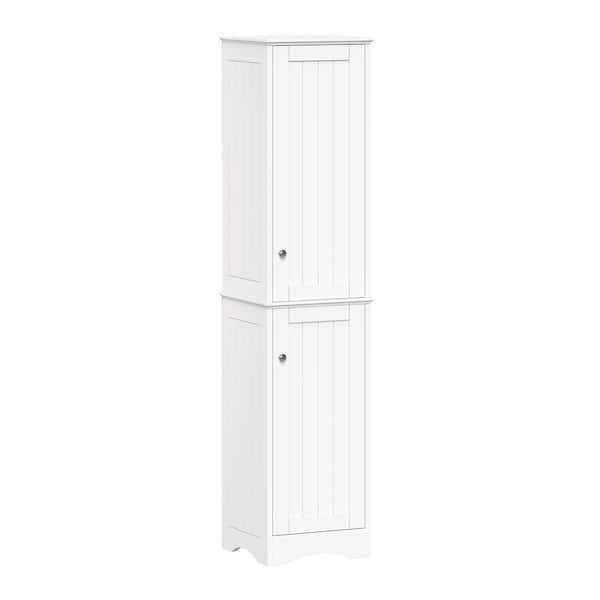 Ashland 14 in. W x 13.5 in. D x 60 in. H White Freestanding Bathroom Storage Linen Cabinet