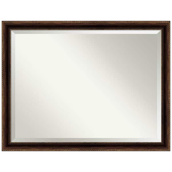 Amanti Art Corded Bronze 44 in. W x 34 in. H Framed Beveled Bathroom Vanity Mirror in Bronze