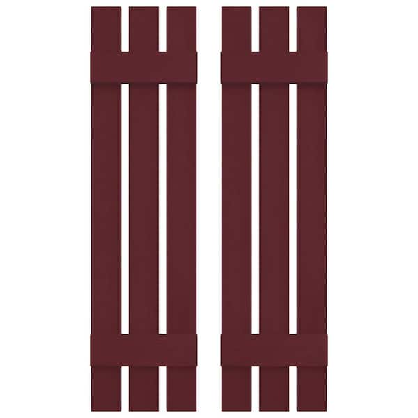 Builders Edge 12 in. W x 51 in. H Vinyl Exterior Spaced Board and Batten Shutters Pair in Wineberry
