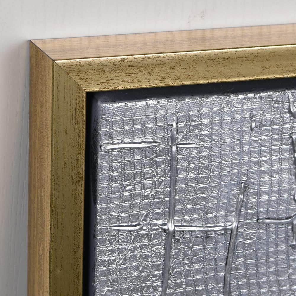 Empire Art 36" Square Textured Metallic Abstract Canvas with Gold Frame