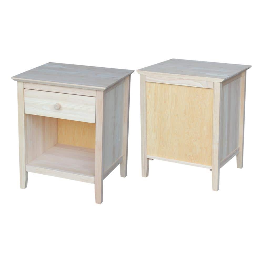 Light Wood 1-Drawer Nightstand with Tapered Legs