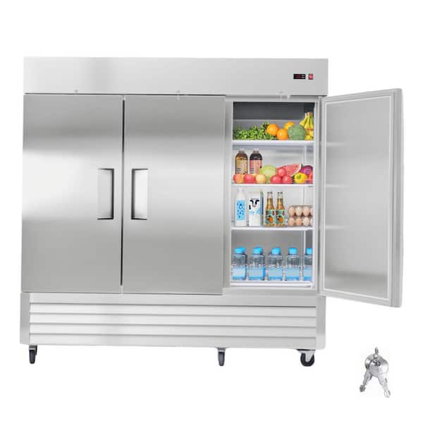 Commercial Refrigerator 69 cu. ft. Reach In 85.2 in. W Upright Refrigerator 3-Doors Auto-Defrost Stainless Steel