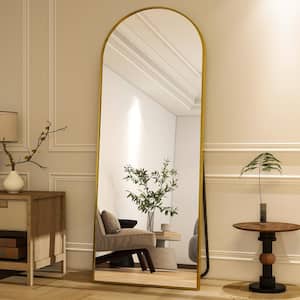 26 in. W x 71 in. H Arched Gold Aluminum Alloy Framed Full Length Mirror Standing Floor Mirror