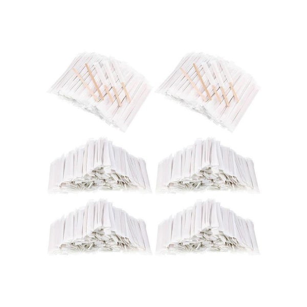 Natural Wood Brown Disposable Wooden Coffee Stir Sticks Individually Wrapped Round End 2000-Piece Per Case