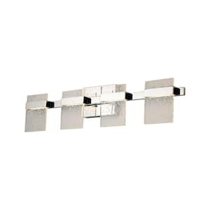 Madrona 30.75 in. W x 7.12 in. H 4-Light Chrome Integrated LED Bathroom Vanity Light with Clear Seedy Acrylic Shades