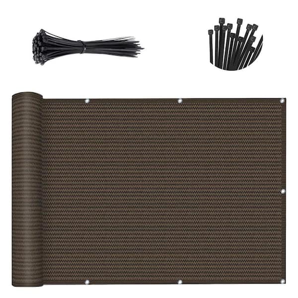 Angel Sar 3 ft. x 10 ft. Heavy Duty Brown Balcony Privacy Screen Fence for Outdoor Porch