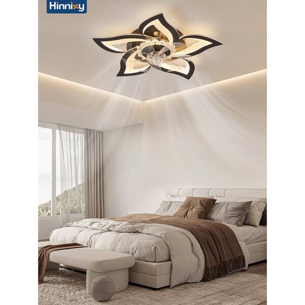 HINNIXY 27 in. Indoor Matte Black Flush Mount 3-Colors LED 6