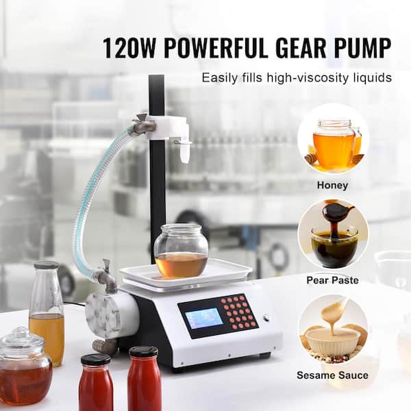 Liquid Filling Machine, 50-5000g Capacity, Automatic Bottle Filler with Gear Pump, Digital Control for Honey, Oil, Wine