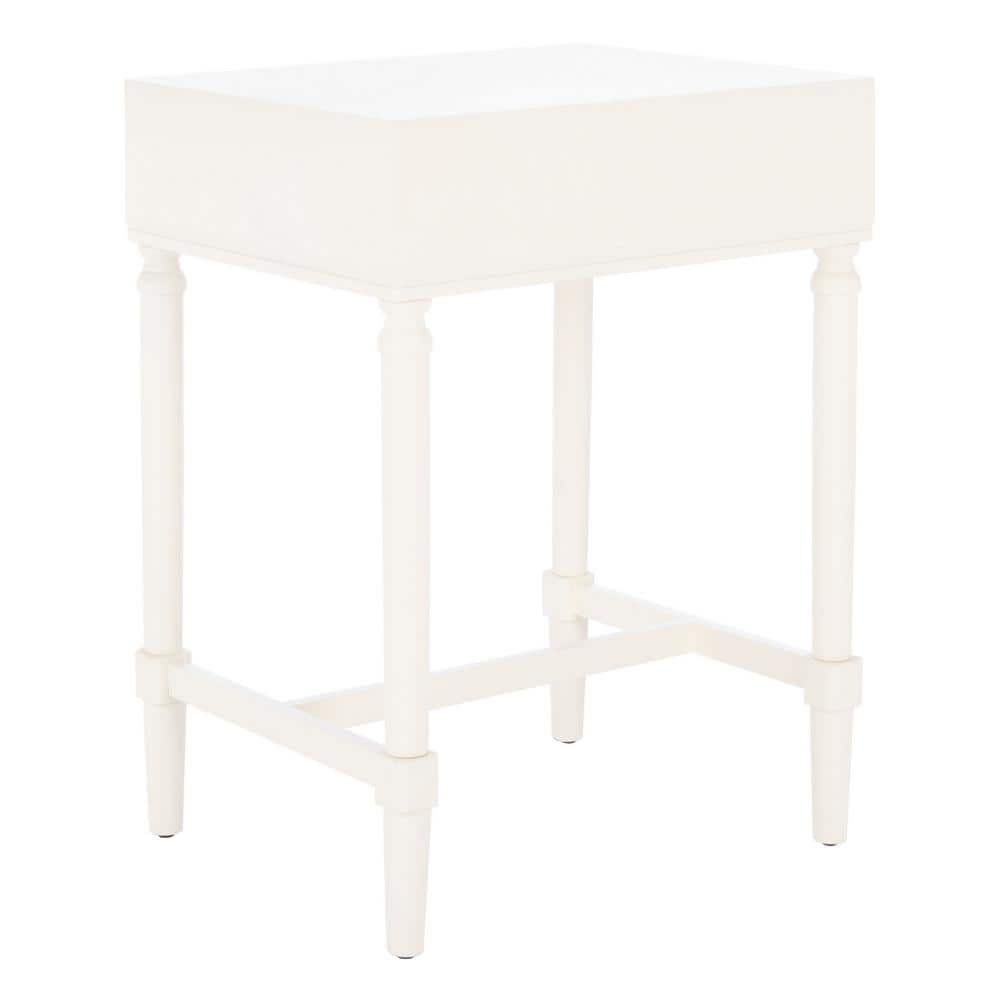 Estella White Wood 1-Drawer Accent Table with Storage