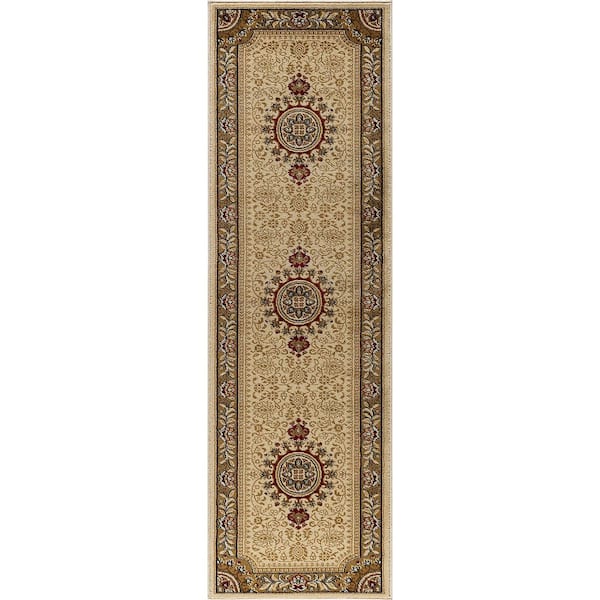 Tayse Rugs Sensation Oriental Ivory 2 ft. x 8 ft. Indoor Runner Rug