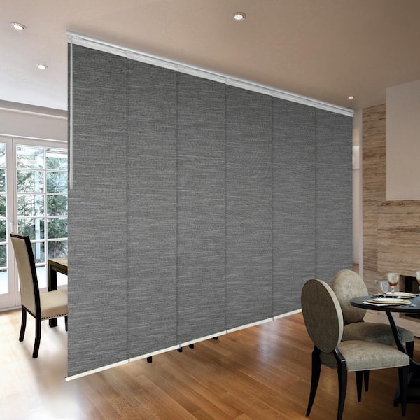 EMOH Heather 70 in. - 130 in. W x 94 in. L Adjustable 6- Panel in White Single Rail Panel Track with 23.5 in. Slates
