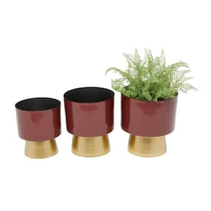 CosmoLiving by Cosmopolitan 11 In. x 10 In. Red Metal Modern Planter (Set of 3)