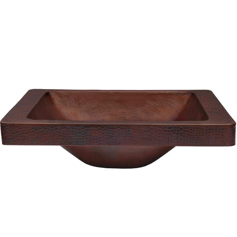 Antique Hand-Hammered Copper Rectangular Bathroom Sink